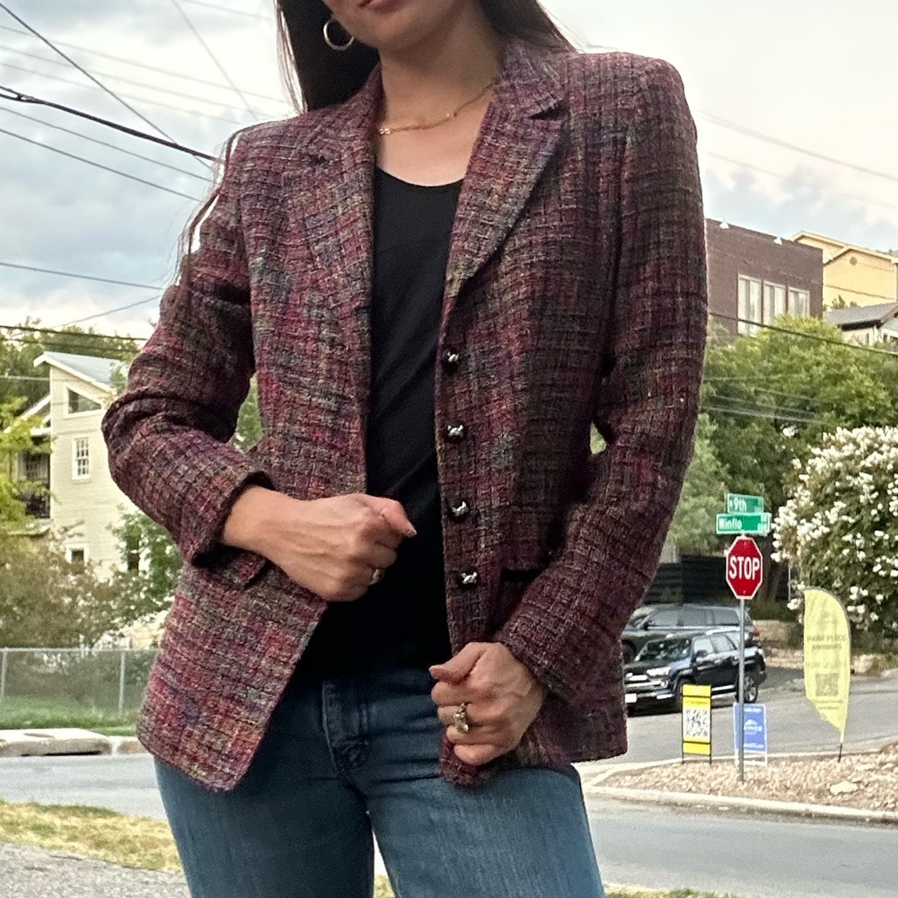 Elegant Multicolor Tweed Blazer